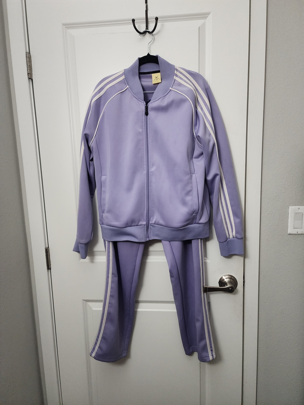 Lavender Track Jacket & Pants Set with White Stripes